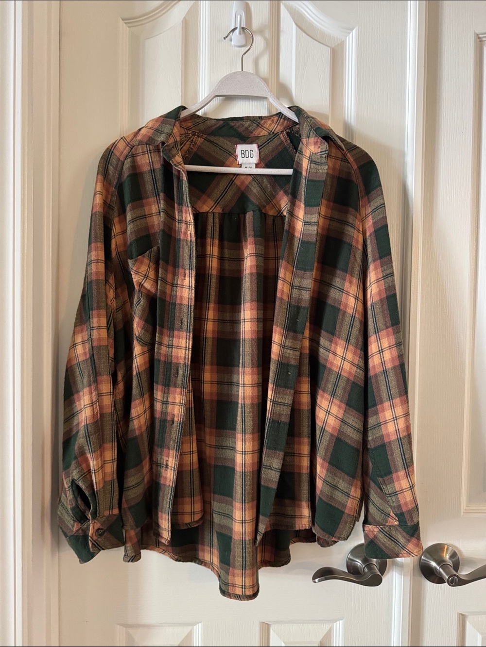 BDG Dark Green and Rust Plaid Flannel Shirt - Picture 5 of 5